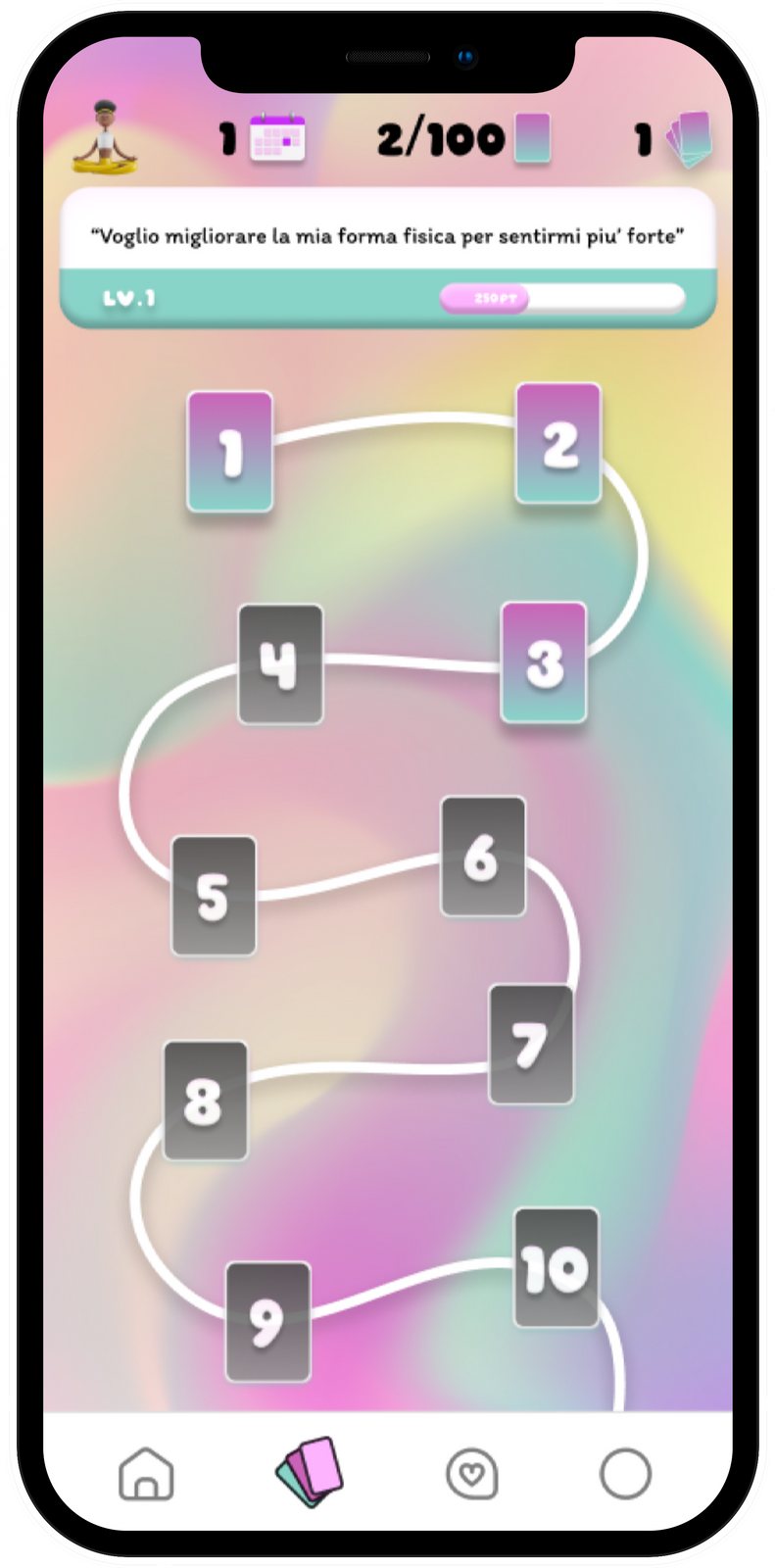 Screenshot della pagina di gioco That's Life con sistema di punteggi e sfide